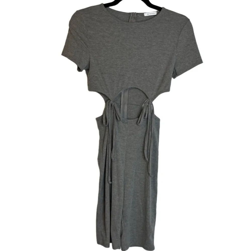 Day and Night ribbed cut out cropped jumpsuit Grey size Medium